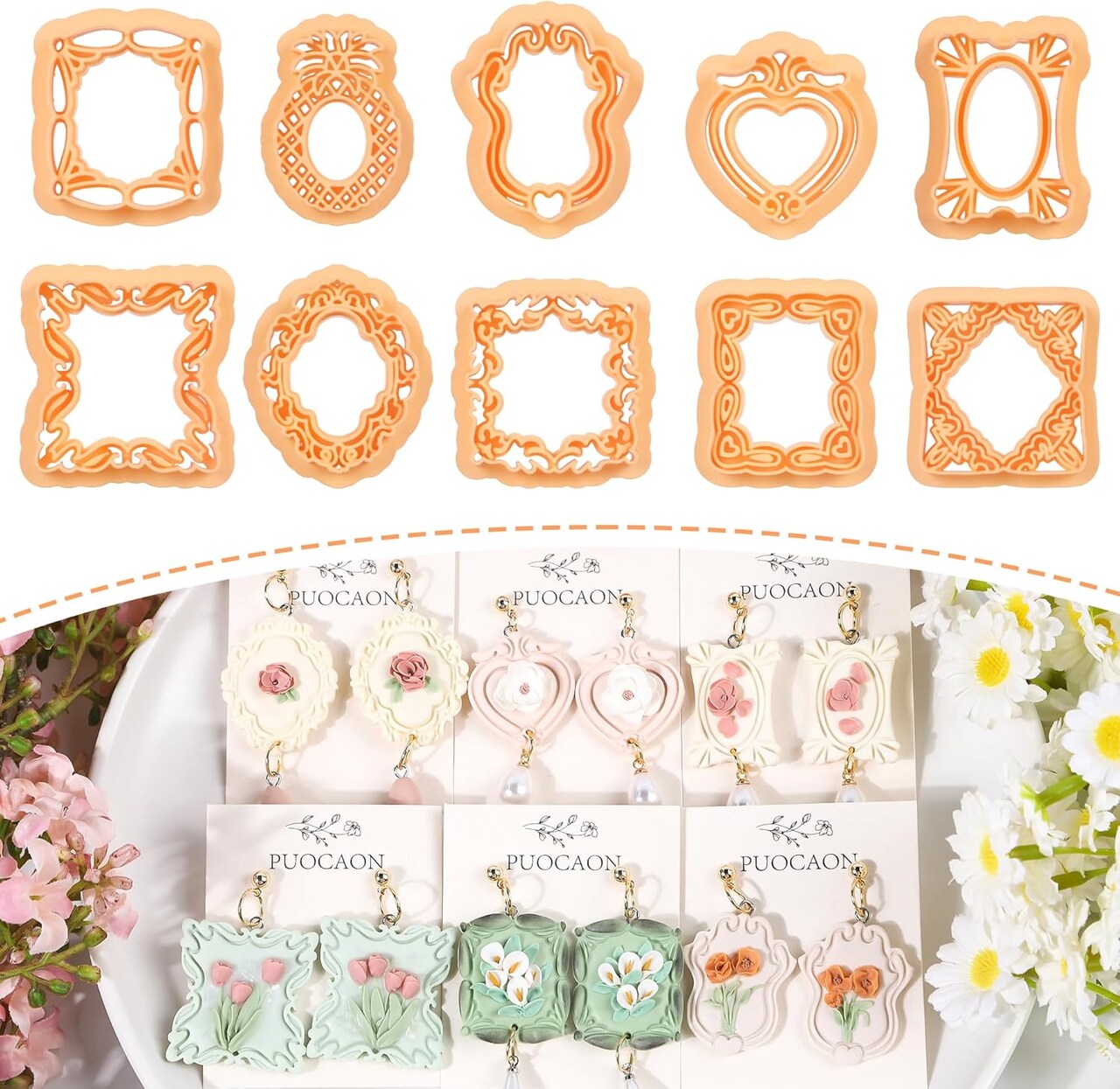 Vintage Frames Clay Cutters - 10 Pcs Boho Polymer Clay Cutters